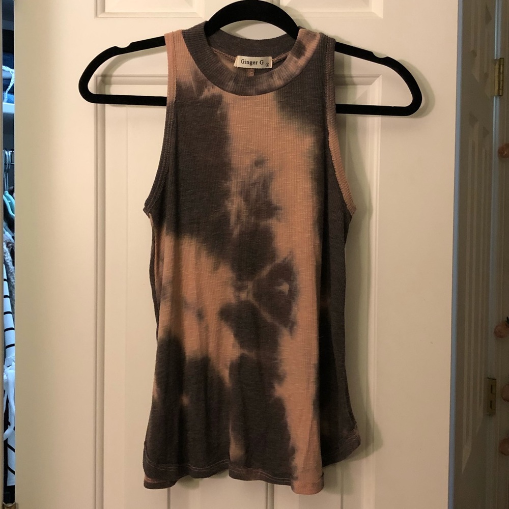 Pink/grey tie dye racer back